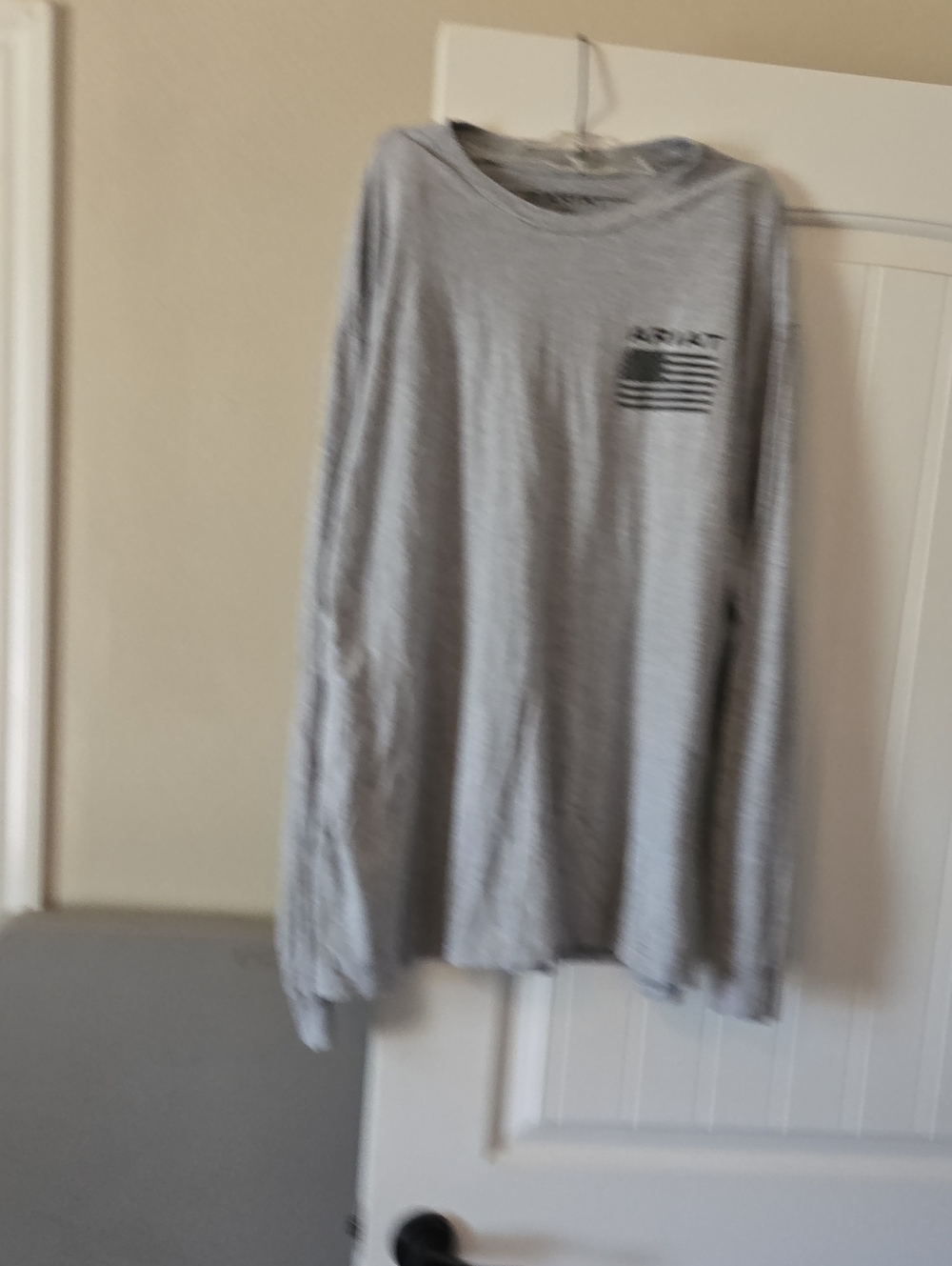Ariat Long Sleeve Tee in Light Gray with Black Graphic